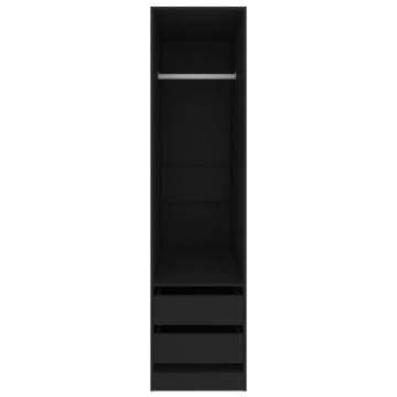 Stylish Black Wardrobe with Drawers - 50x50x200 cm