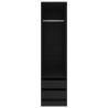 Stylish Black Wardrobe with Drawers - 50x50x200 cm