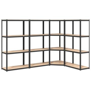 4-Layer Anthracite Steel & Engineered Wood Shelves - HipoMarket