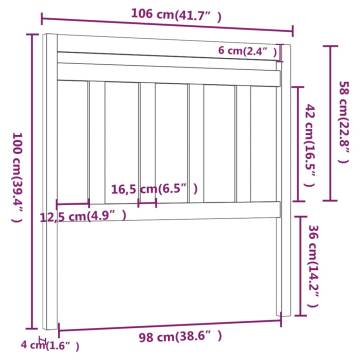 Stylish Solid Pine Bed Headboard - 106x4x100 cm