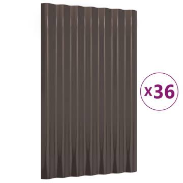 Roof Panels 36 pcs - Brown Powder-coated Steel 60x36 cm