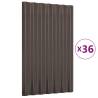 Roof Panels 36 pcs - Brown Powder-coated Steel 60x36 cm