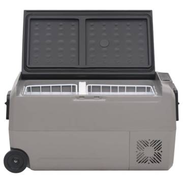 Portable 50L Cool Box with Wheels - Black & Grey