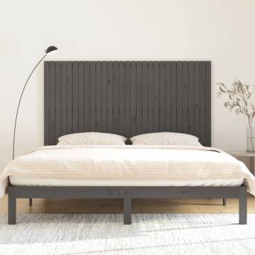 Elegant Grey Wall Headboard - Solid Pine Wood 185x3x110 cm