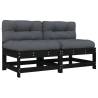 Middle Sofas with Cushions - Black Solid Wood Pine | HipoMarket