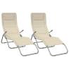 Comfortable Folding Sun Loungers - 2 Pcs Cream Textilene