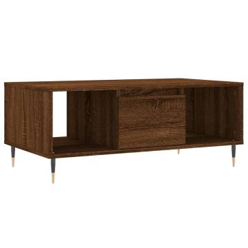 Elegant Brown Oak Coffee Table - 90x50x36.5 cm