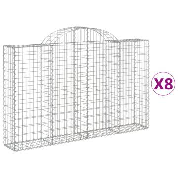 Arched Gabion Baskets - 8 pcs, Galvanised Iron | HiPoMarket