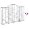 Arched Gabion Baskets - 8 pcs, Galvanised Iron | HiPoMarket