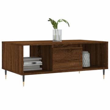 Elegant Brown Oak Coffee Table - 90x50x36.5 cm