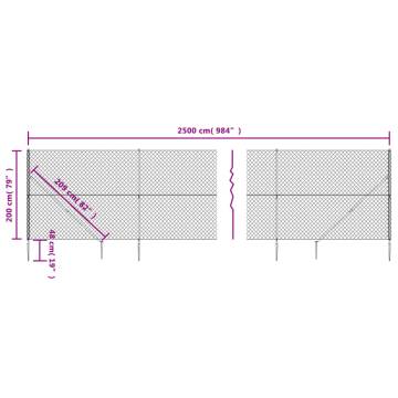 Chain Link Fence with Spike Anchors Anthracite 2x25m | HipoMarket