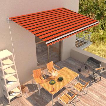 Manual Retractable Awning 450x300 cm - Orange & Brown