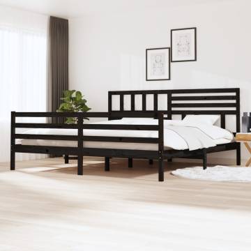 Stylish Black Solid Wood Bed Frame 200x200 cm - HipoMarket