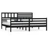 Stylish Black Solid Wood Bed Frame 200x200 cm - HipoMarket