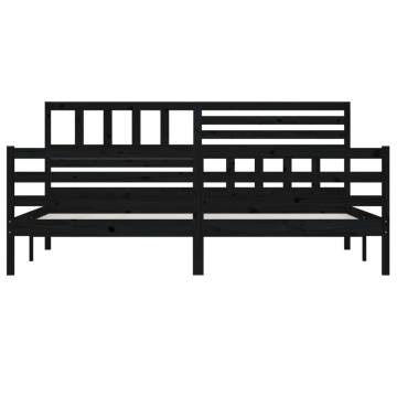 Stylish Black Solid Wood Bed Frame 200x200 cm - HipoMarket