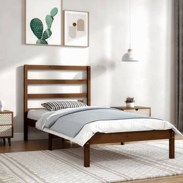 Honey Brown Solid Wood Bed Frame - 100x200 cm | HipoMarket