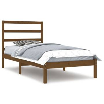 Honey Brown Solid Wood Bed Frame - 100x200 cm | HipoMarket