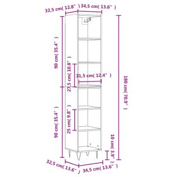 Stylish Highboard White 34.5x32.5x180 cm - Hipomarket