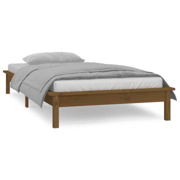 LED Bed Frame Honey Brown - 90x190 cm - Solid Wood