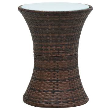 Brown Poly Rattan Garden Side Table - Drum Shape