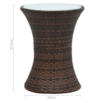 Brown Poly Rattan Garden Side Table - Drum Shape