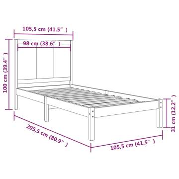 White Solid Wood Pine Bed Frame 100x200 cm | HipoMarket