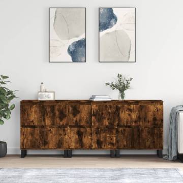 Elegant 3 pcs Smoked Oak Sideboards - Durable & Stylish