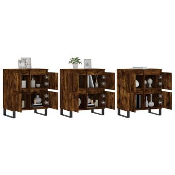 Elegant 3 pcs Smoked Oak Sideboards - Durable & Stylish