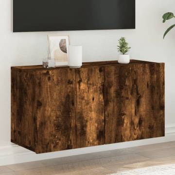 Stylish Wall-Mounted TV Cabinet in Smoked Oak - 80x30x41 cm