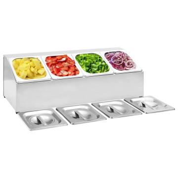 Gastronorm Container Holder with 4 GN 1/6 Pan - Stainless Steel