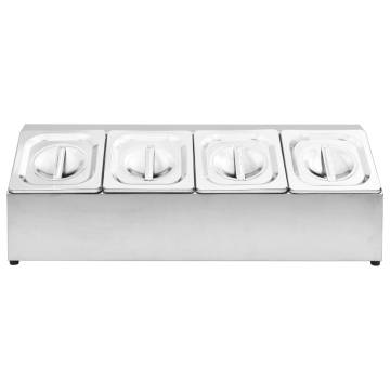 Gastronorm Container Holder with 4 GN 1/6 Pan - Stainless Steel