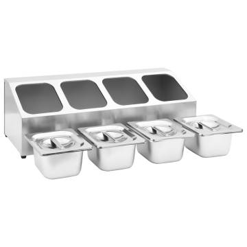 Gastronorm Container Holder with 4 GN 1/6 Pan - Stainless Steel