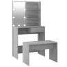 Stylish Grey Sonoma Dressing Table Set with LED - Hipomarket