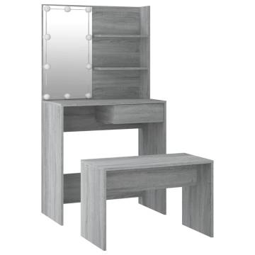 Stylish Grey Sonoma Dressing Table Set with LED - Hipomarket