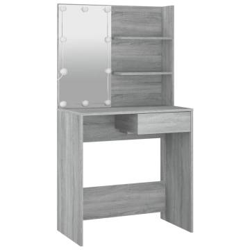 Stylish Grey Sonoma Dressing Table Set with LED - Hipomarket