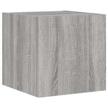 5 Piece TV Wall Cabinets with LED Lights - Grey Sonoma