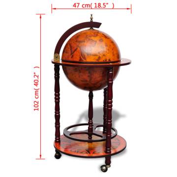 Globe Bar Wine Stand in Eucalyptus Wood - Elegant & Functional