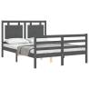 Solid Wood Bed Frame with Headboard - Grey 140x190 cm