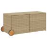 Garden Storage Box with Wheels - 283L Poly Rattan Beige