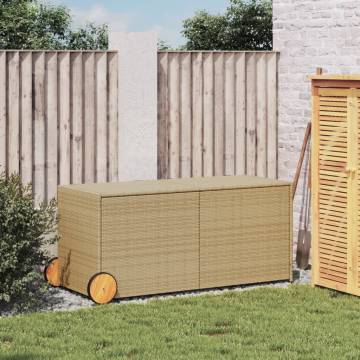 Garden Storage Box with Wheels - 283L Poly Rattan Beige