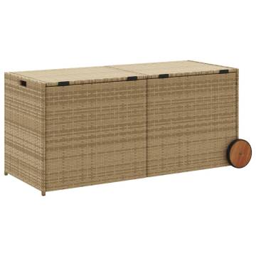 Garden Storage Box with Wheels - 283L Poly Rattan Beige