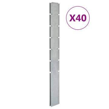 Garden Fence Posts 40 pcs Silver 180 cm Galvanised Steel