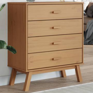 OLDEN Brown Solid Wood Pine Drawer Cabinet | Scandinavian Charm