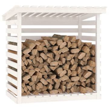 Firewood Rack White 108x73x108 cm - Solid Pine Storage