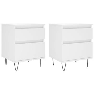 Trendy Bedside Cabinets 2 pcs White - Engineered Wood | Hipomarket