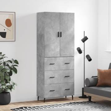 Stylish Highboard Concrete Grey | 69.5x34x180 cm | HipoMarket