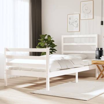 White Solid Pine Bed Frame 90x190 cm - Timeless Design