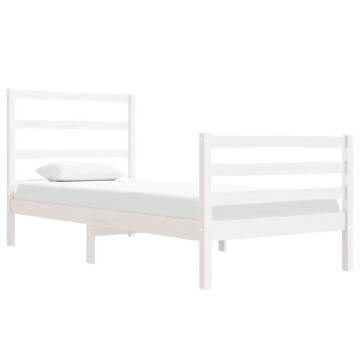 White Solid Pine Bed Frame 90x190 cm - Timeless Design