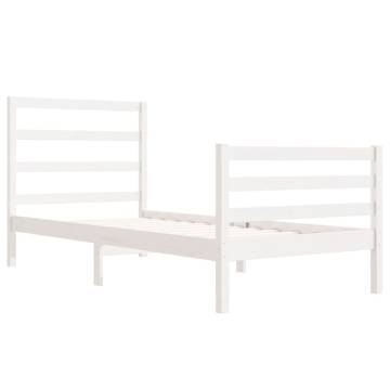 White Solid Pine Bed Frame 90x190 cm - Timeless Design