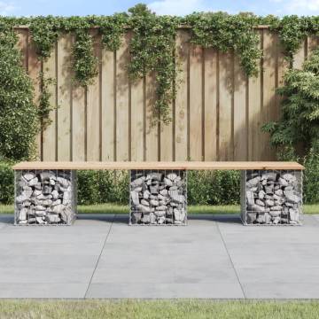 Gabion Design Garden Bench - Solid Pine Wood 203x44x42 cm